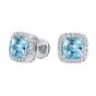 Regal Cushion Cut Aquamarine and Diamond Earrings 