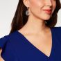 Large White Gold Diamond Saturn Drop Earrings