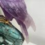 Hand-carved Amethyst and Emerald Falcon Sculpture