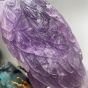 Hand-carved Amethyst and Emerald Falcon Sculpture