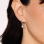 18K white gold hoop earrings with pear shape diamond drops 
