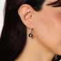 Black Pearl and Diamond Hoop Earrings