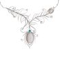 Peacock feather necklace with opals, diamonds and a paraiba tourmaline 