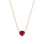 Heart shape rubellite solitaire pendant set in rose gold