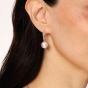 Pink Pearl and Diamond Hoop Earrings