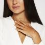 model wearing a ruby and diamond ring by Hirsh 