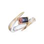 Bicolour 1.24 carat pink and violet-purple sapphire ring. Set in 18K yellow gold, 18K rose gold and platinum in our London atelier. Handmade British jewellery makers and specialists since 1980. 