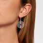 Large White Gold Diamond Saturn Drop Earrings