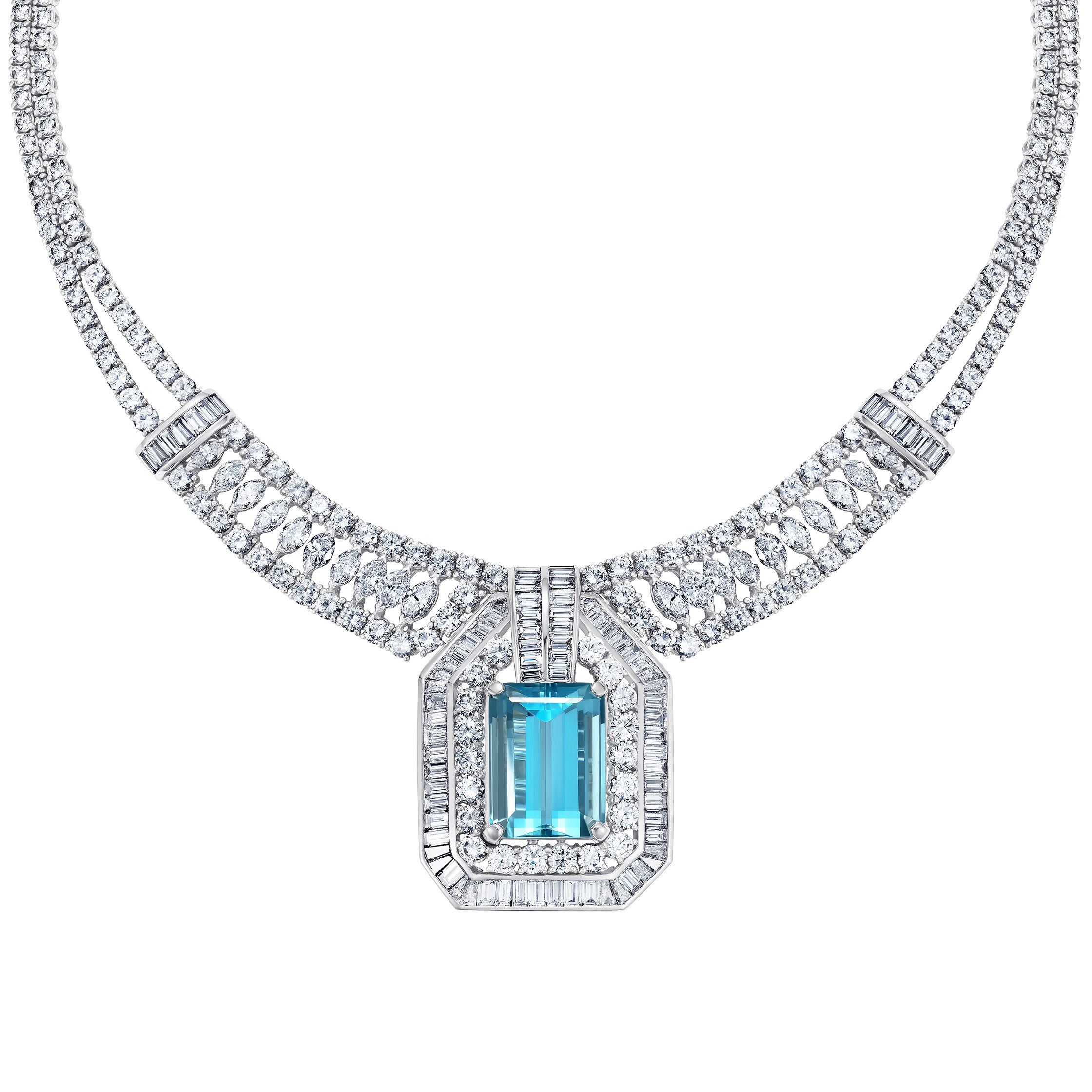 French Art Deco LAVALIERE DIAMOND SAPPHIRE Drop Pendant Necklace –  Treasurly by Dima Inc