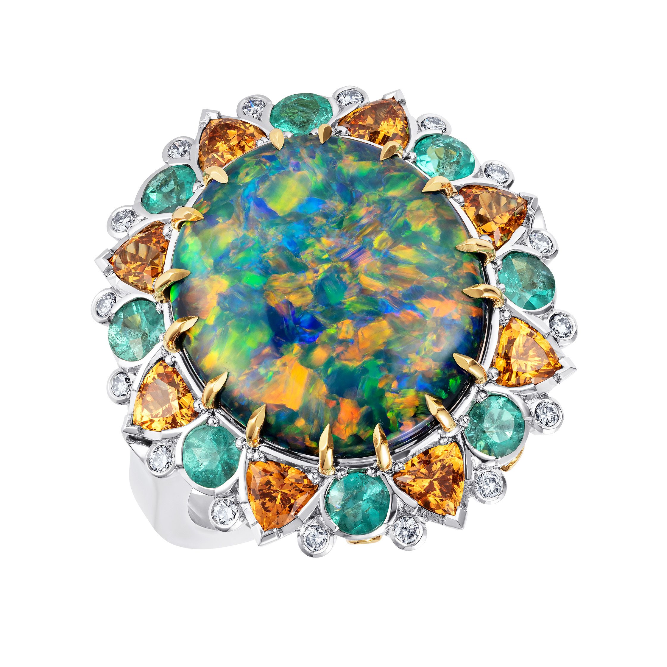 Rare!!!! Lightening Ridge Antique Opal ring - Fine Antique Diamonds
