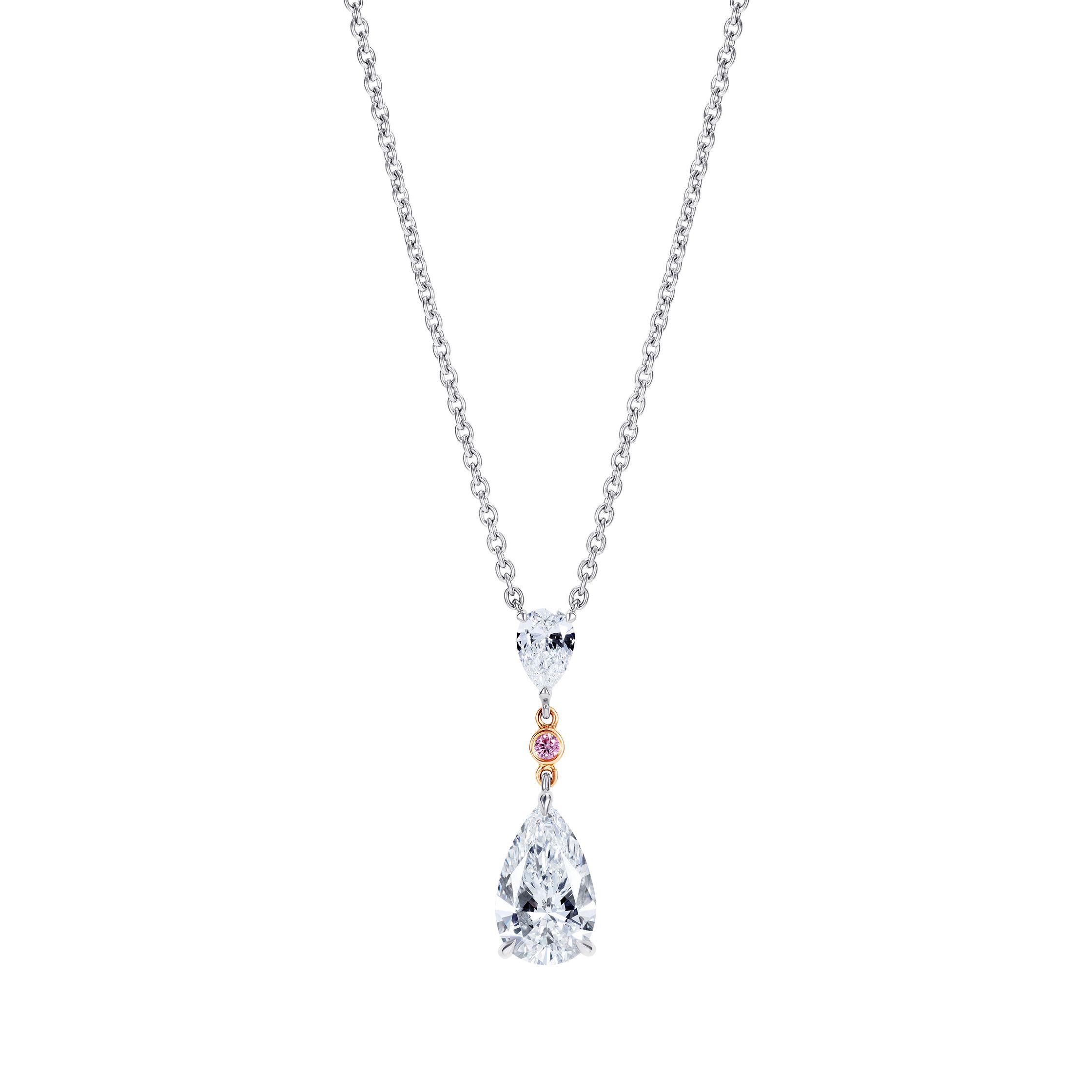 Natural Pink Diamond Cluster Pendant Necklace