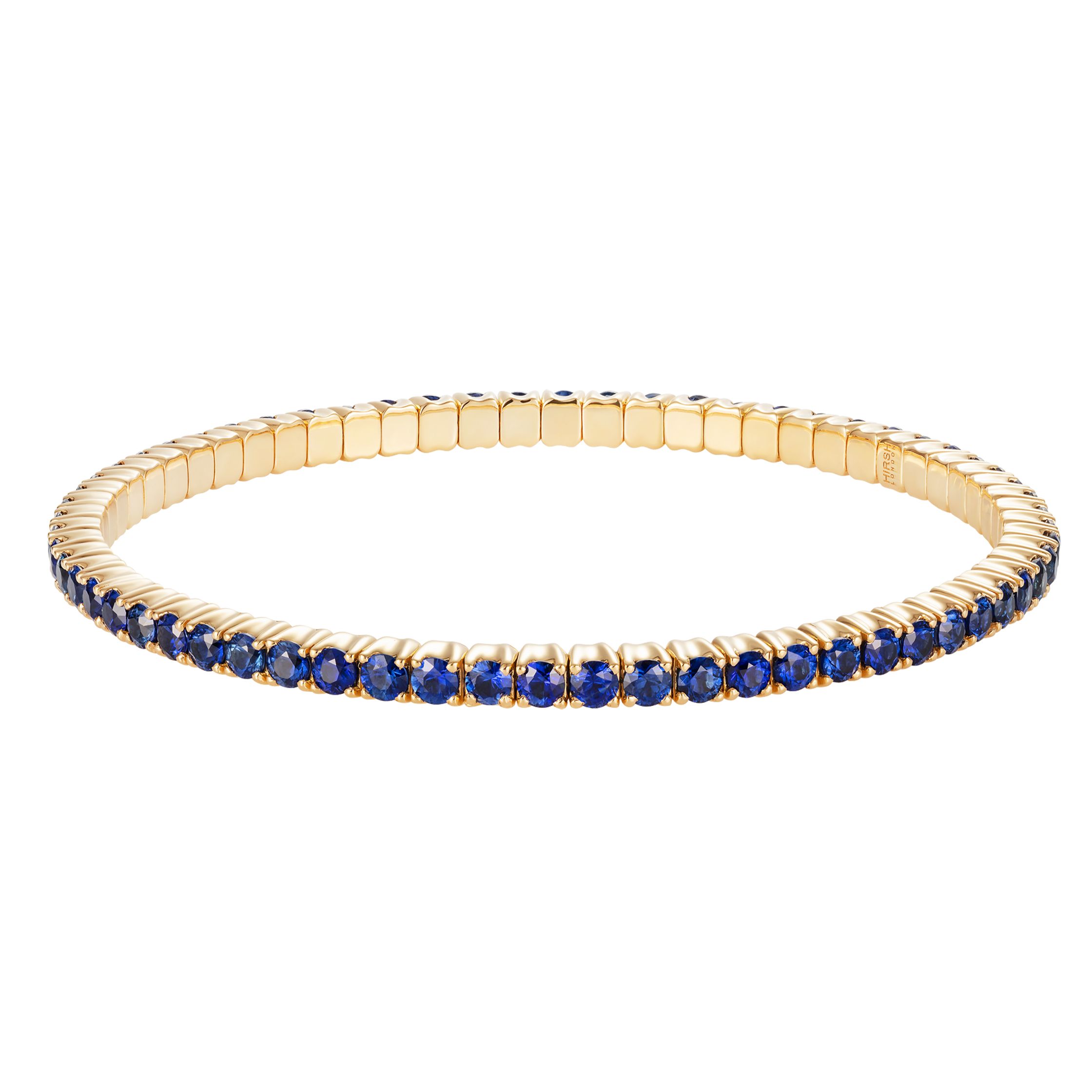 Blue Sapphire and Diamond Bangle Bracelet in Gold