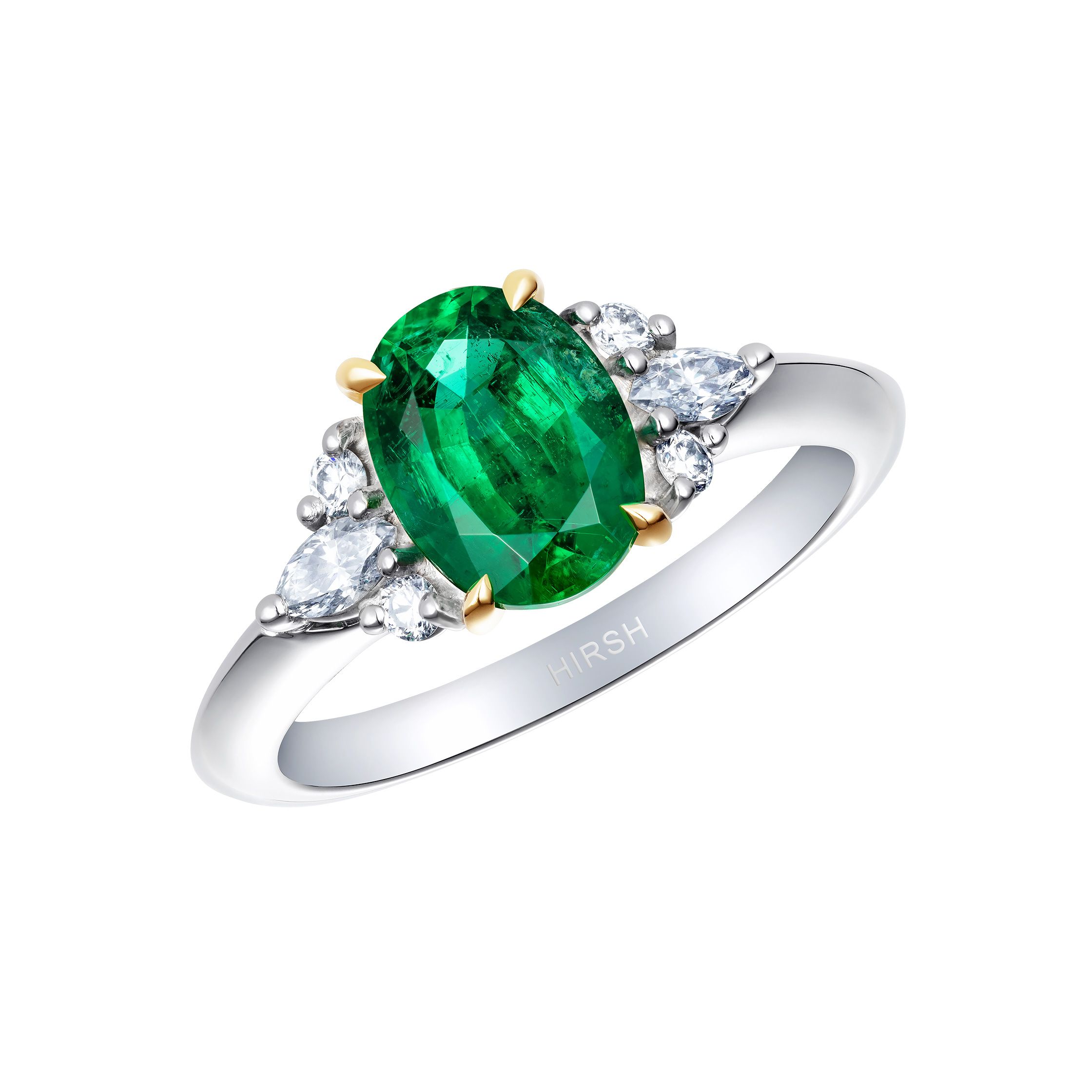 Vintage Oval Emerald Engagement Ring White Gold Women Bridal Set 1.2 Carat