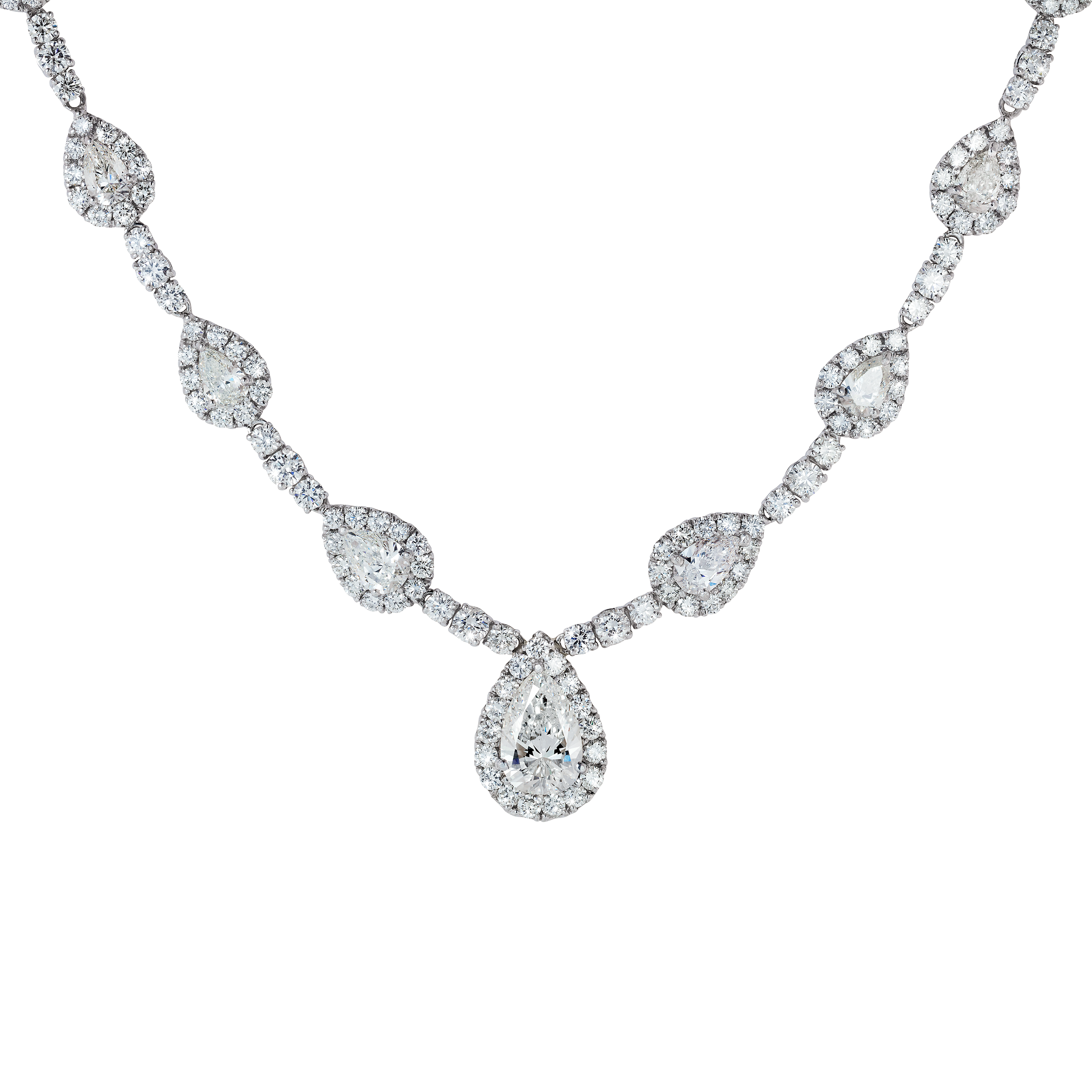 14K White Gold Large Diamond Clover Style Necklace | John Thomas Jewelers