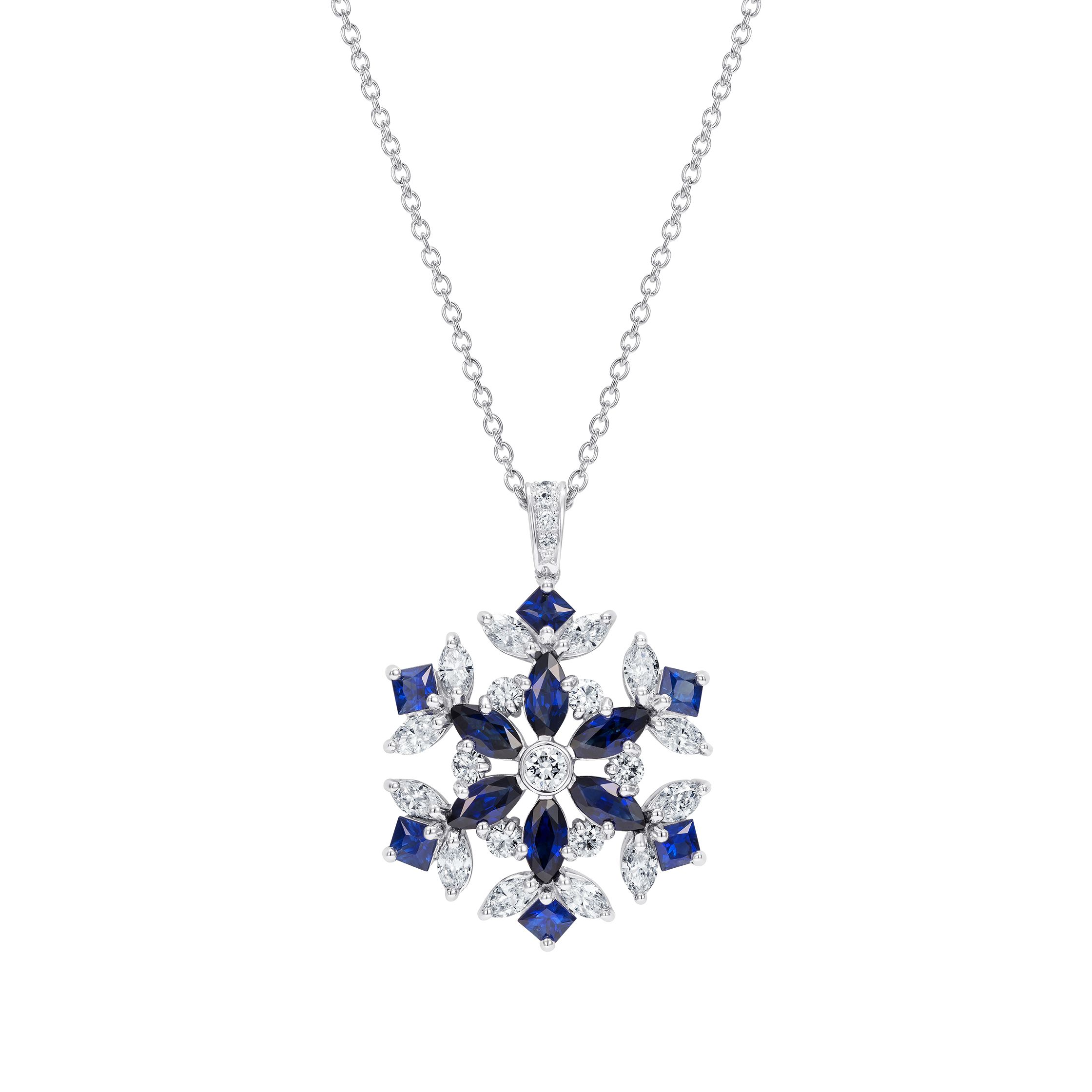 Stowe Strong Mixed Cut Diamond Snowflake Pendant With 18