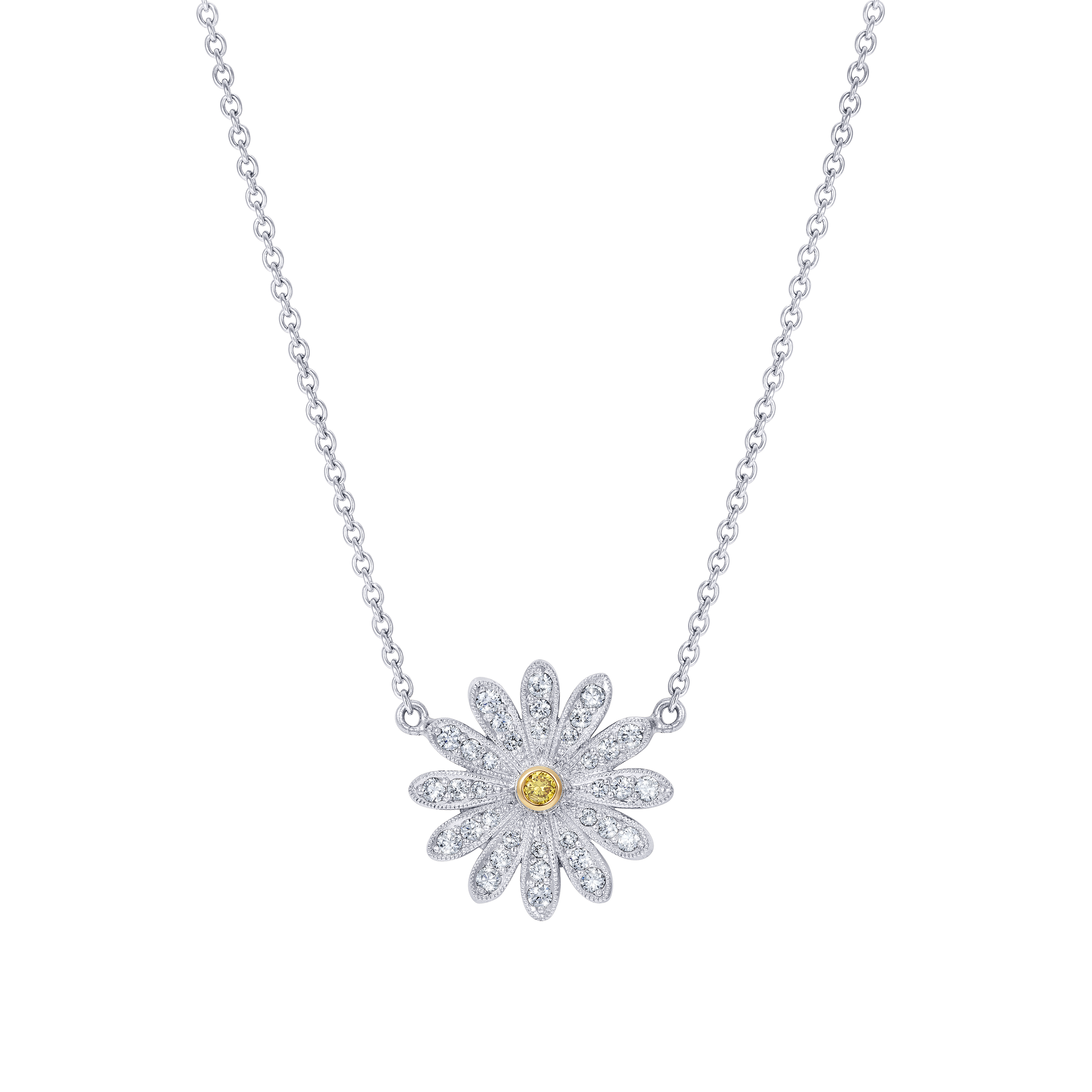 10kt Solid Gold Diamond Daisy Pendant | La Kaiser