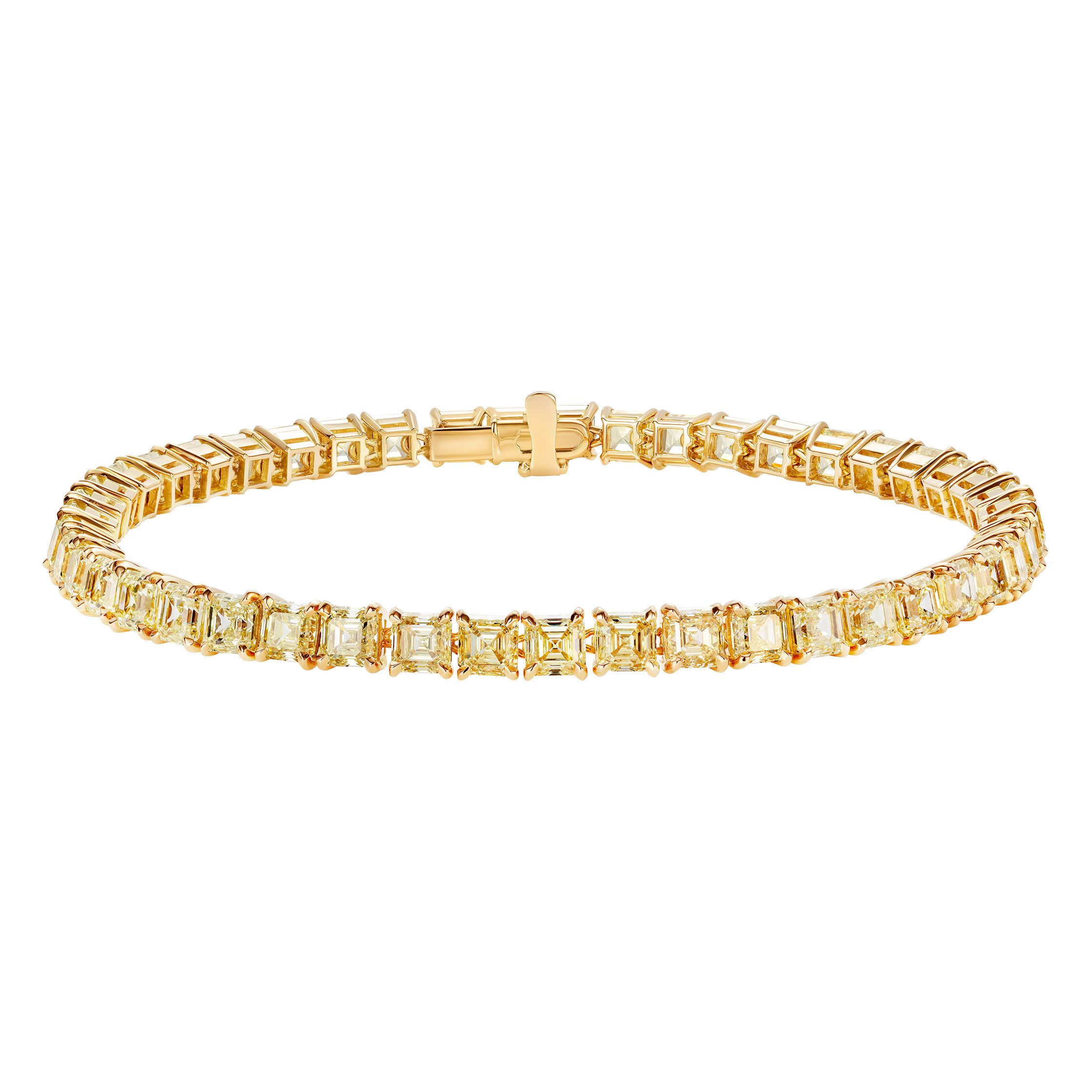 Izarra Yellow and White Diamond 7.48 ctw Womens Eternity Tennis Bracelet  14K Yellow Gold | TriJewels