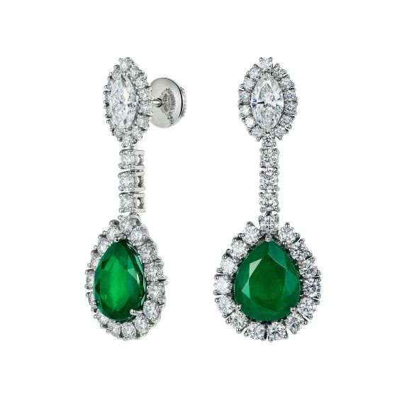 Emerald and diamond drop earrings 