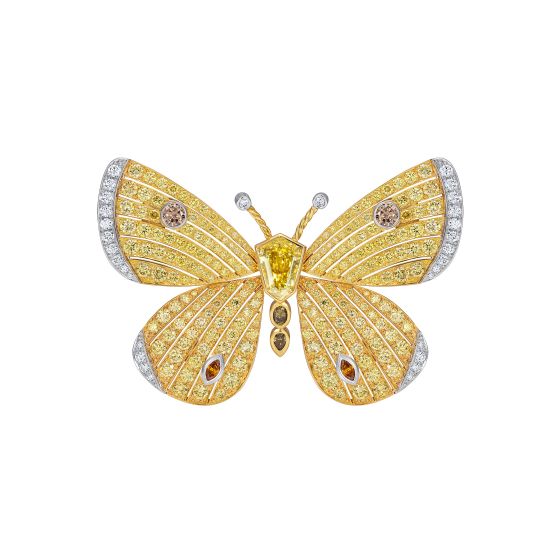Butterfly Yellow Diamond Brooch