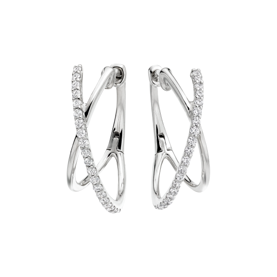 White Gold Kiss Diamond Hoop Earrings