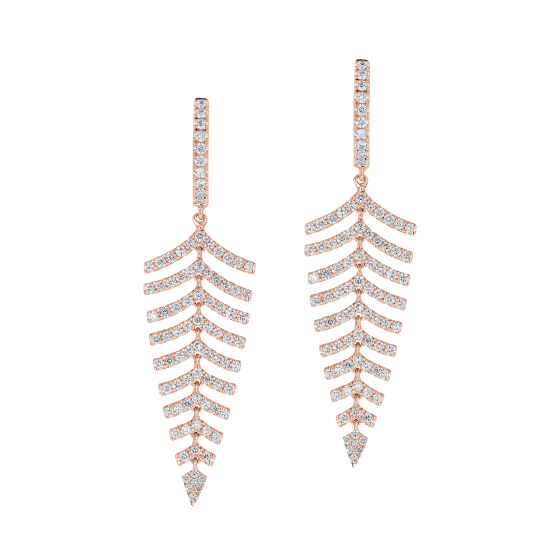 Fern Diamond Earrings in Rose Gold