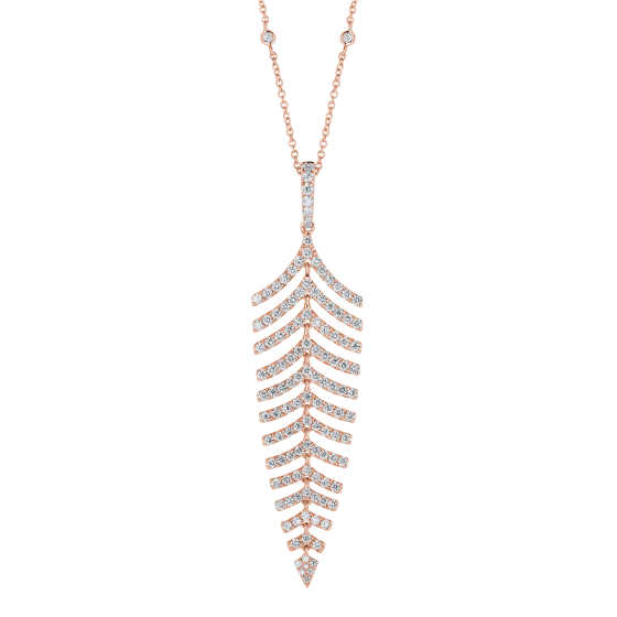 Fern Diamond Pendant in Rose Gold