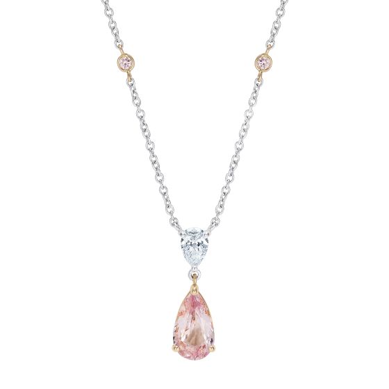 Wallace Padparadscha Sapphire, Diamond and Pink Diamond Necklace
