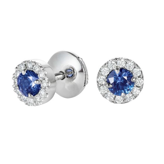 Regal Pale Blue Sapphire and Diamond Earrings 