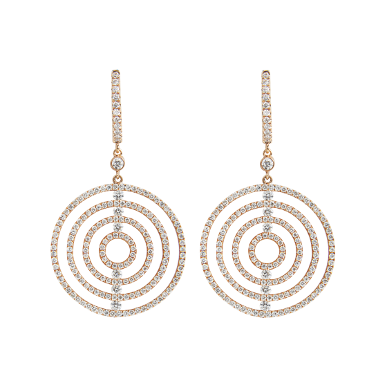 Large Rose Gold Diamond Saturn Drop Earrings