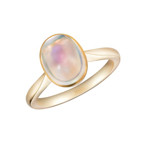 3.63 carat rainbow moonstone ring. Set in 18K yellow gold and handmade in London. Rare gem specialists and fine jewellery makers in London since 1980. 