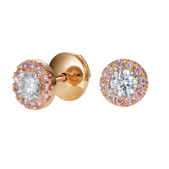 Regal Pink and White Diamond Earrings