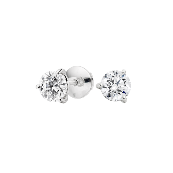 diamond stud earrings with 3 claws, platinum.