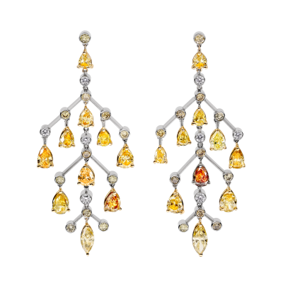 Autumn Leaves Natural Colour Diamond Chandelier Earrings