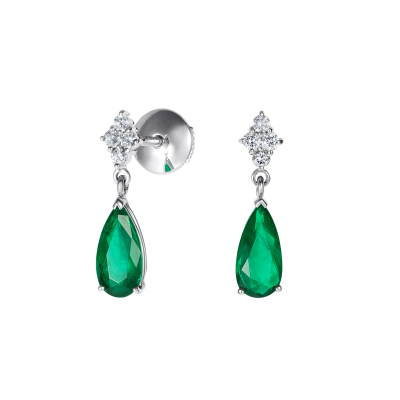Connaught Emerald and Diamond Earrings