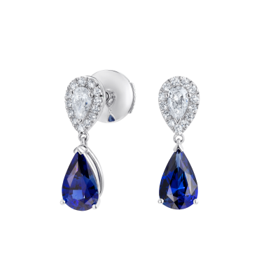 Burlington Royal Blue Sapphire and Diamond Earrings