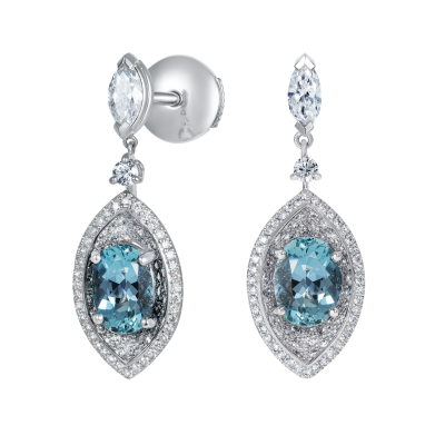 Cleopatra Aquamarine and Diamond Earrings