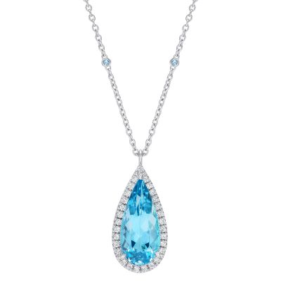 Regal Aquamarine and Diamond Pendant