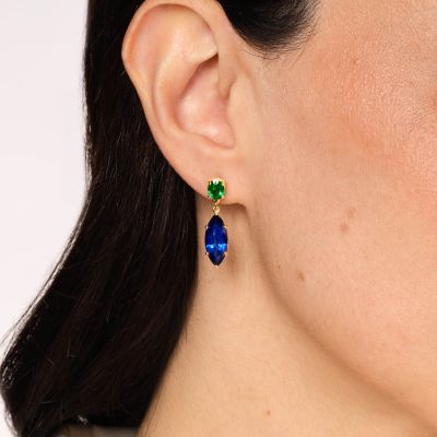 Mother Earth Emerald and Sapphire Earrings