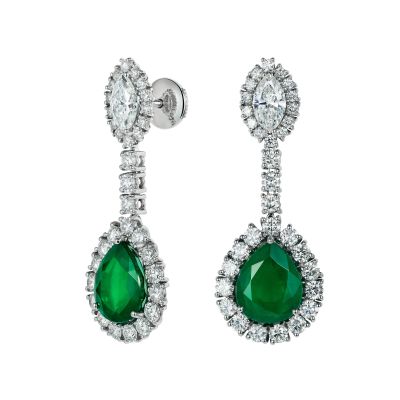 Imperial Emerald and Diamond Earrings