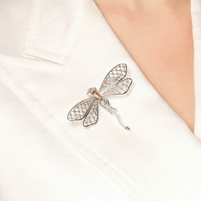 Natural Pink Diamond Dragonfly Brooch