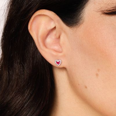 Regal Heart Shape Ruby Earrings