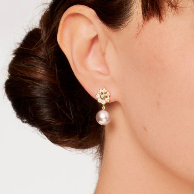Wildflower Pink Pearl and Diamond Earrings