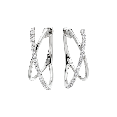White Gold Kiss Diamond Hoop Earrings