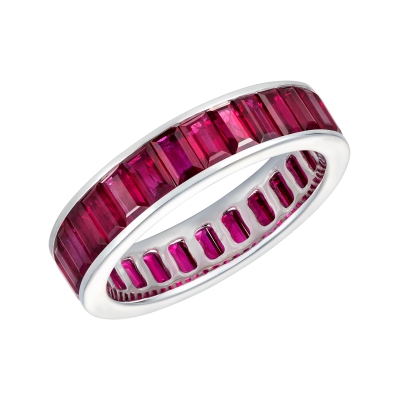 Emerald Cut Ruby Eternity Ring