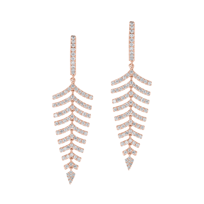 Fern Diamond Earrings in Rose Gold
