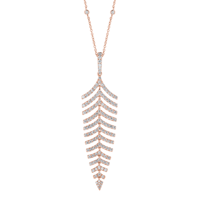 Fern Diamond Pendant in Rose Gold