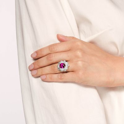 Midnight Rose Purplish Pink Sapphire Ring