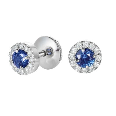 Regal Pale Blue Sapphire and Diamond Earrings 