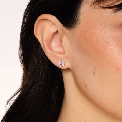 Regal Pink Sapphire and Diamond Earrings 