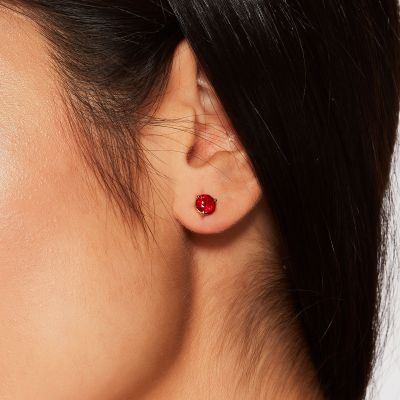 Solitaire Ruby Stud Earrings 